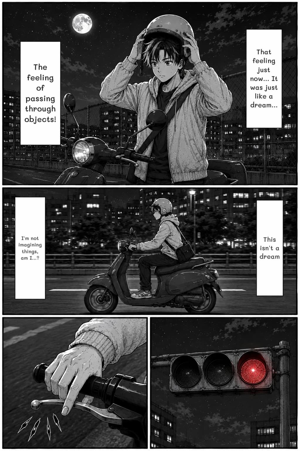 That feeling just now... It was just like a dream...
The feeling of passing through objects!
I'm not imagining things, am I...?
This isn't a dream