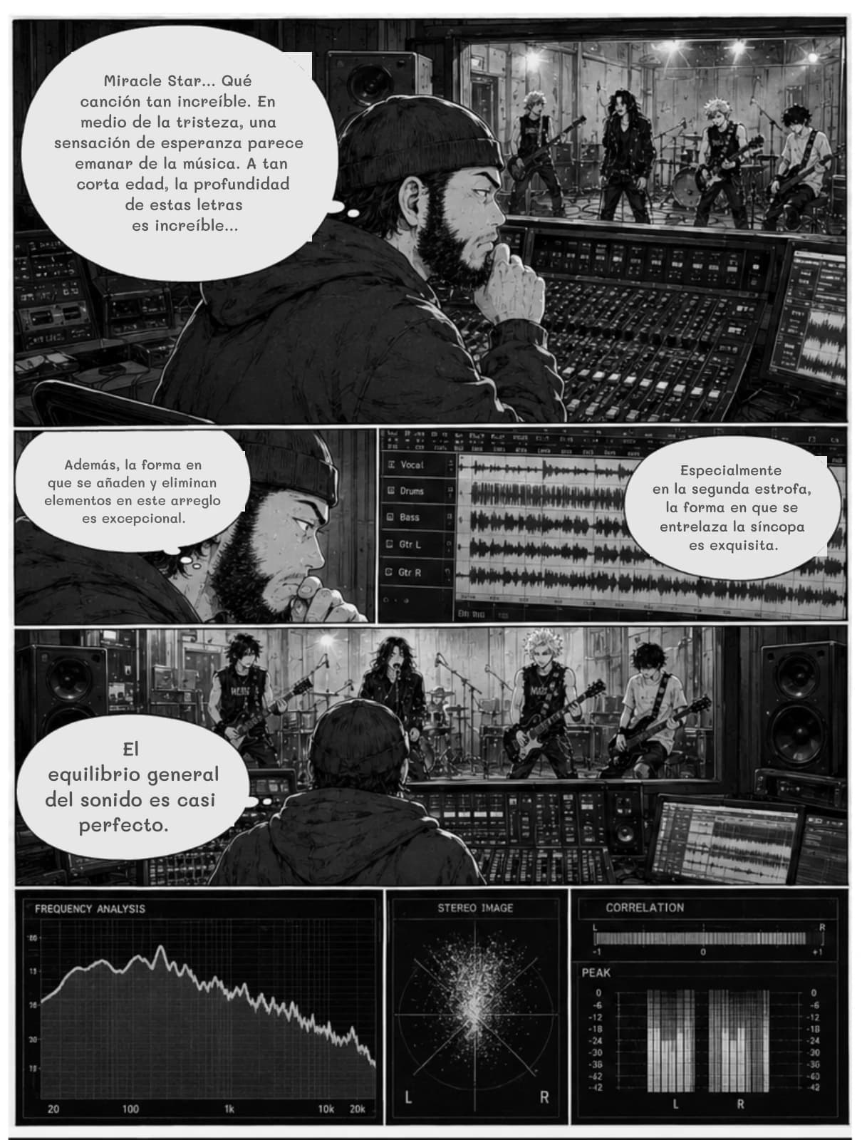 Miracle Star... Qué canción tan increíble. En medio de la tristeza, una sensación de esperanza parece emanar de la música. A tan corta edad, la profundidad de estas letras es increíble...
Además, la forma en que se añaden y eliminan elementos en este arreglo es excepcional.
Especialmente en la segunda estrofa, la forma en que se entrelaza la síncopa es exquisita.
El equilibrio general del sonido es casi perfecto.