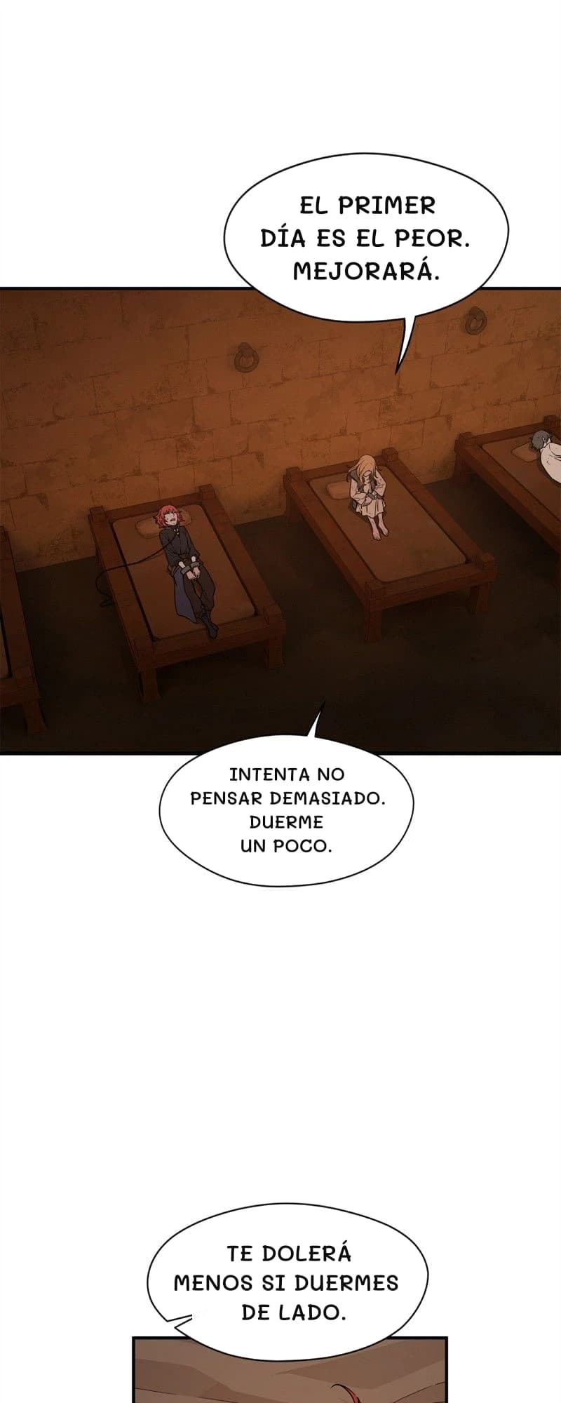 El primer día es el peor. Mejorará.
Intenta no pensar demasiado. Duerme un poco.
Te dolerá menos si duermes de lado.