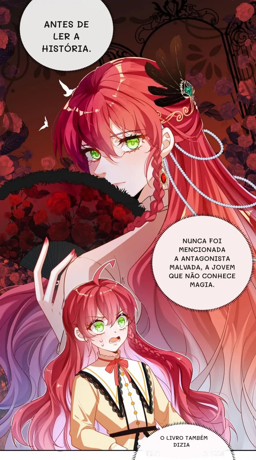 Antes de ler a história.
Nunca foi mencionada a antagonista malvada, a jovem que não conhece magia.
O livro também dizia