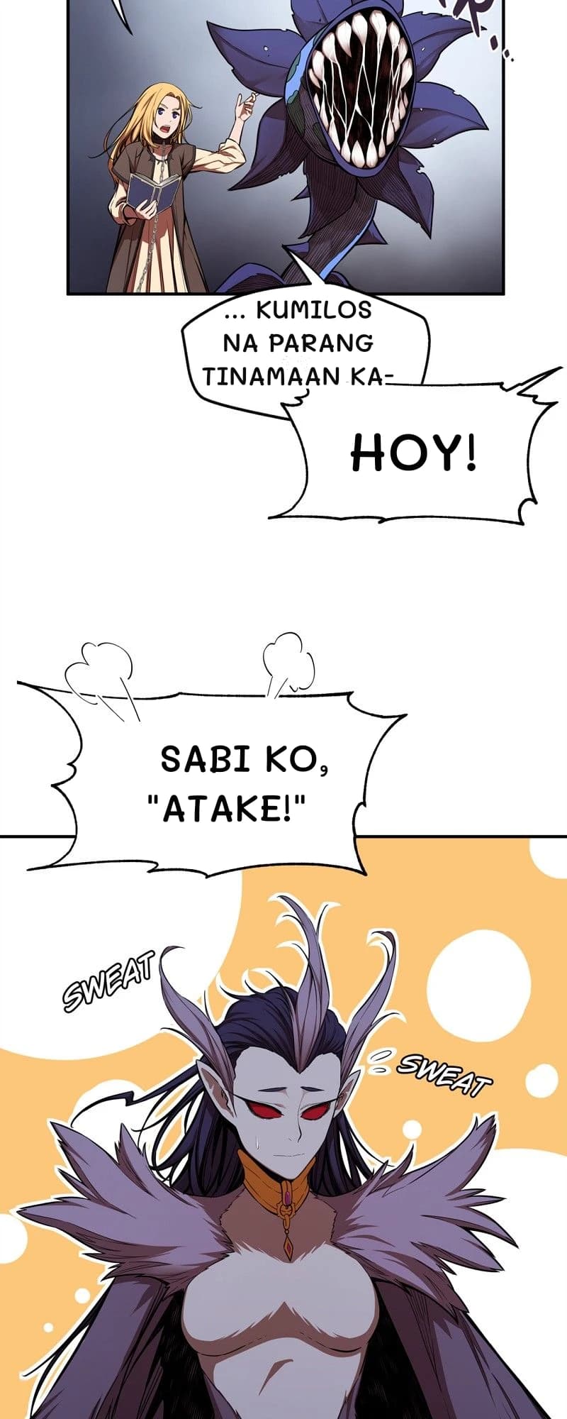 ... kumilos na parang tinamaan ka-
Hoy!
Sabi ko, "atake!"