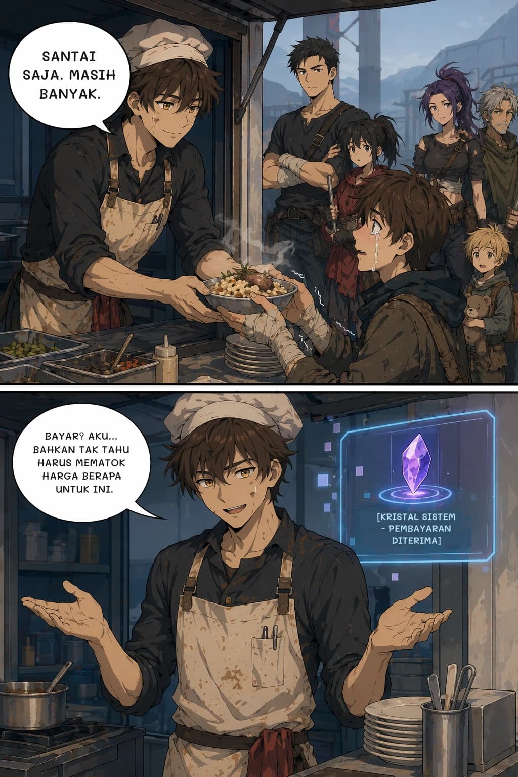 SANTAI SAJA. MASIH BANYAK.
BAYAR? Aku... bahkan tak tahu harus mematok harga berapa untuk ini.
[KRISTAL SISTEM - PEMBAYARAN DITERIMA]