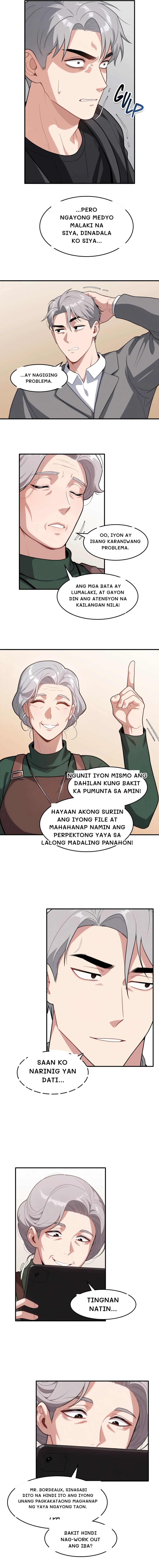 ...pero ngayong medyo malaki na siya, dinadala ko siya...
...ay nagiging problema.
Oo, iyon ay isang karaniwang problema.
Ang mga bata ay lumalaki, at gayon din ang atensyon na kailangan nila!
Ngunit iyon mismo ang dahilan kung bakit ka pumunta sa amin!
Hayaan akong suriin ang iyong file at mahahanap namin ang perpektong yaya sa lalong madaling panahon!
Saan ko narinig yan dati...
Tingnan natin...
Mr. Bordeaux, sinasabi dito na hindi ito ang iyong unang pagkakataong maghanap ng yaya ngayong taon.
Bakit hindi nag-work out ang iba?