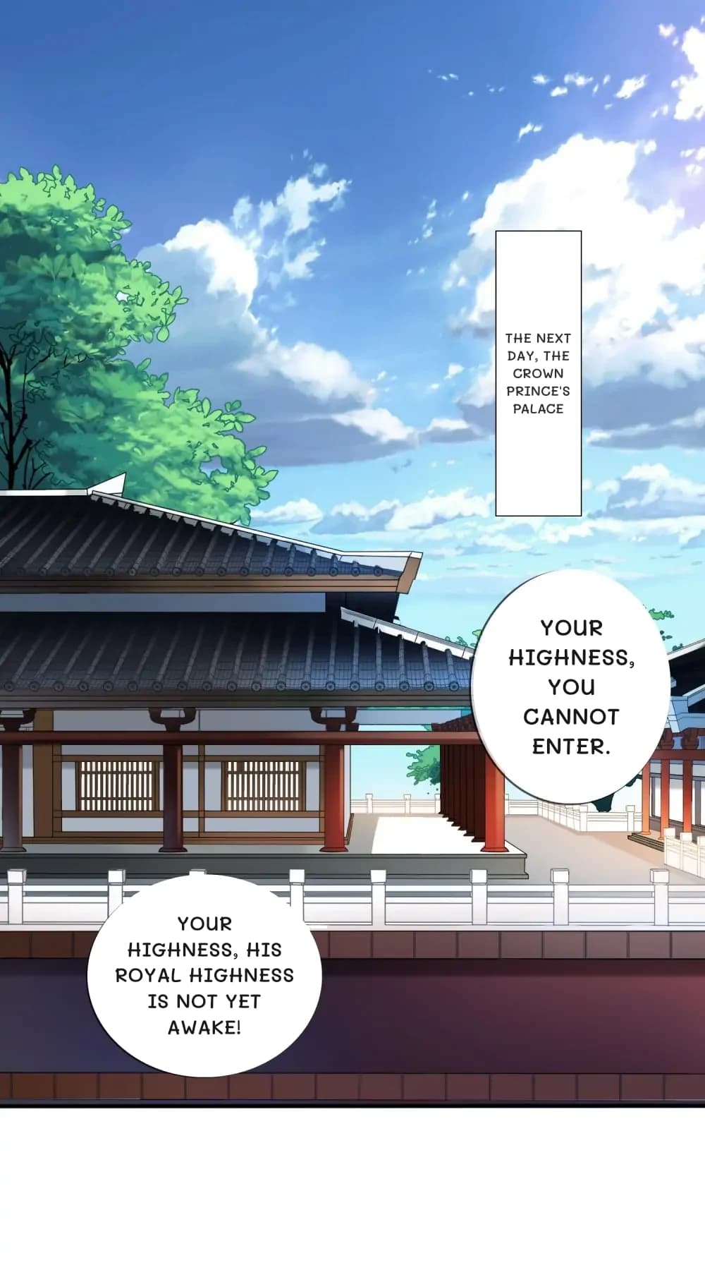 The next day, the Crown Prince's palace
Your Highness, you cannot enter.
Your Highness, His Royal Highness is not yet awake!