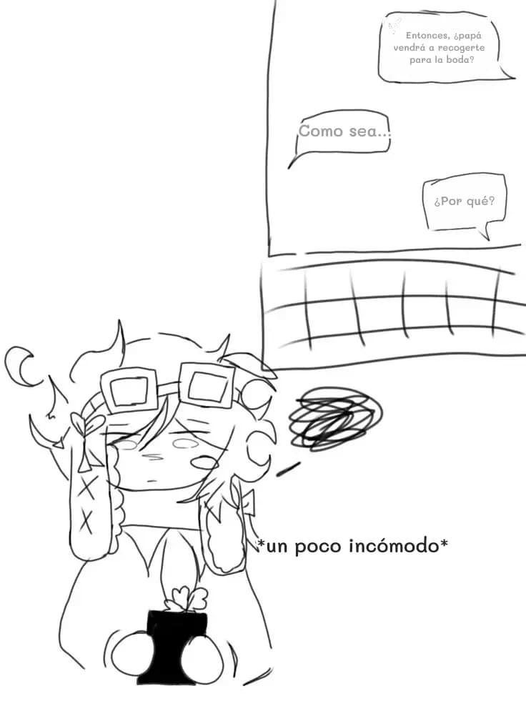Entonces, ¿papá vendrá a recogerte para la boda?
Como sea...
¿Por qué?
*un poco incómodo*