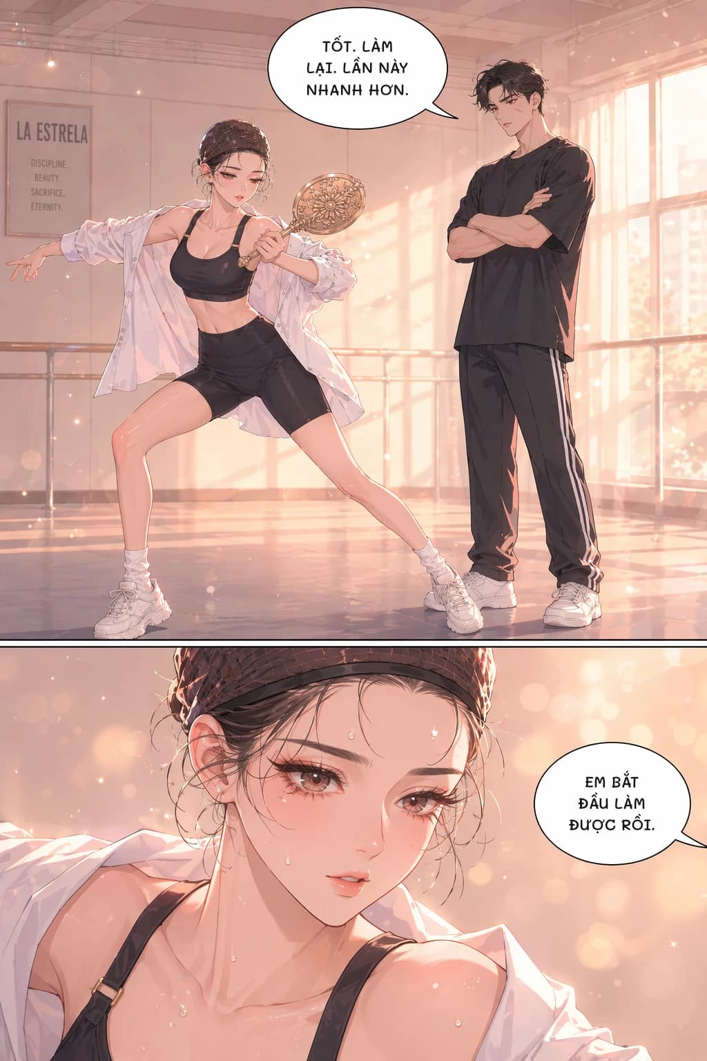 Tốt. Làm lại. Lần này nhanh hơn.
Em bắt đầu làm được rồi.