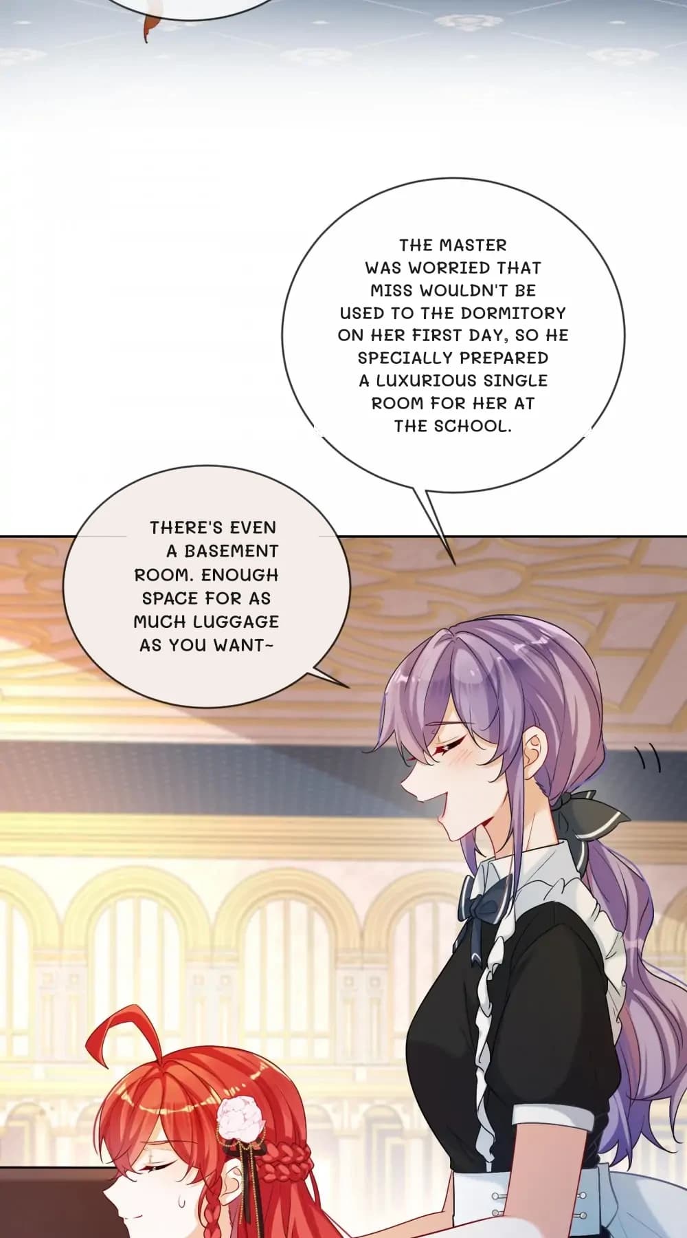 The master was worried that Miss wouldn't be used to the dormitory on her first day, so he specially prepared a luxurious single room for her at the school.
There's even a basement room. Enough space for as much luggage as you want~