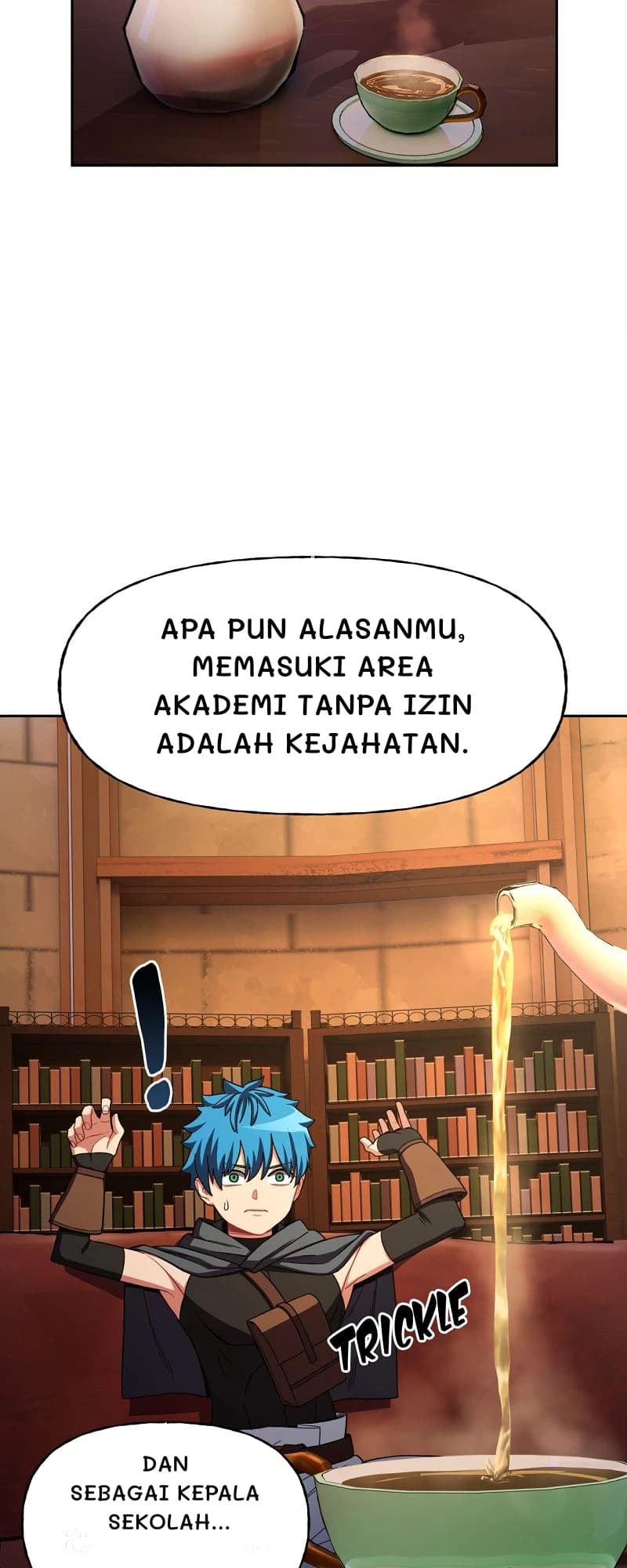 Apa pun alasanmu, memasuki area akademi tanpa izin adalah kejahatan.
Dan sebagai kepala sekolah...