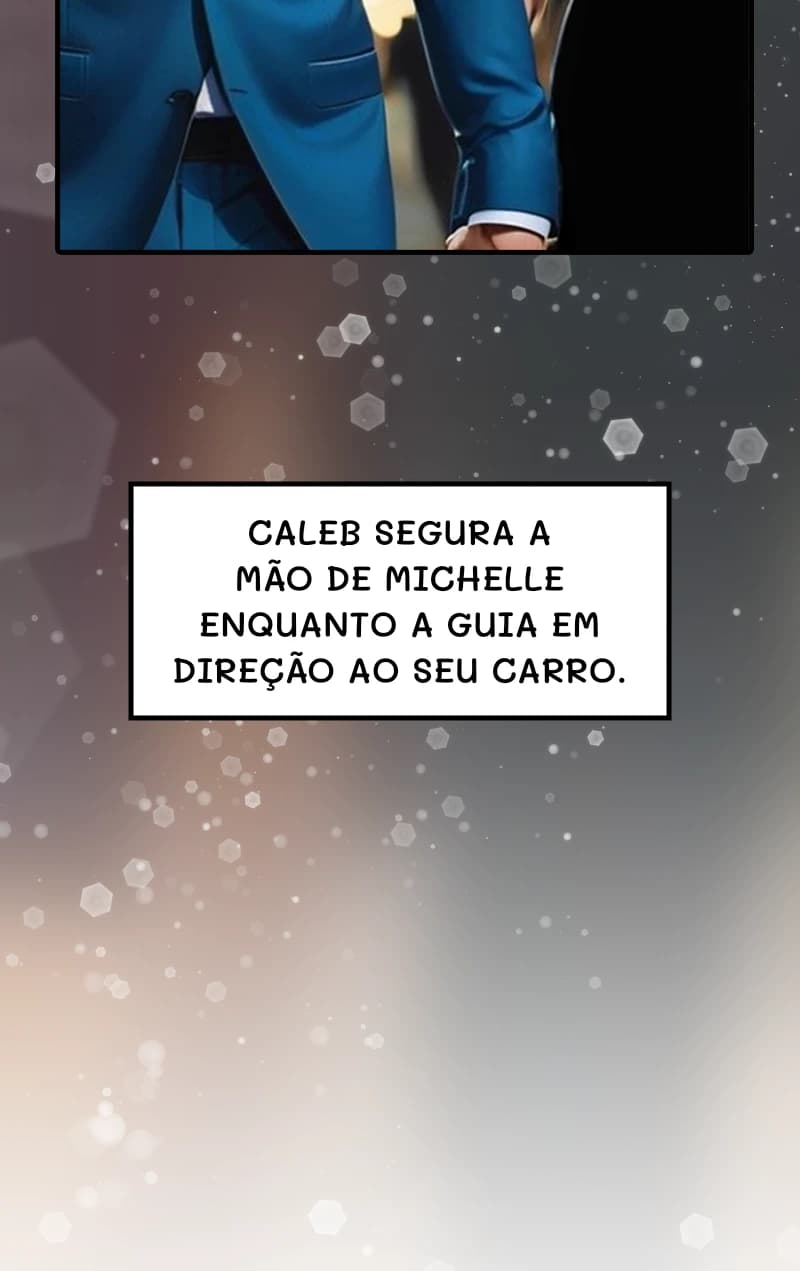 Caleb segura a mão de Michelle enquanto a guia em direção ao seu carro.
