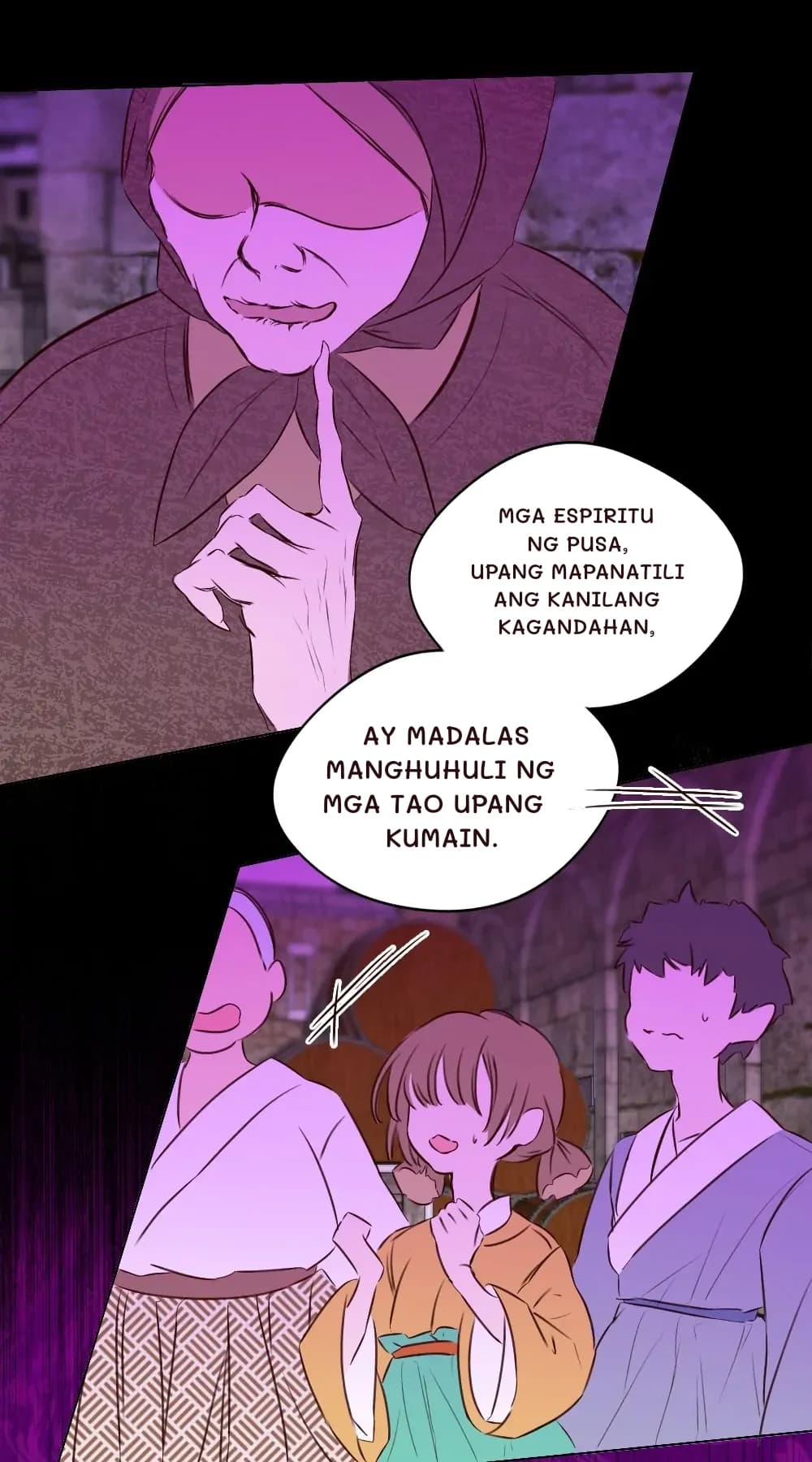 Mga espiritu ng pusa, upang mapanatili ang kanilang kagandahan,
ay madalas manghuhuli ng mga tao upang kumain.