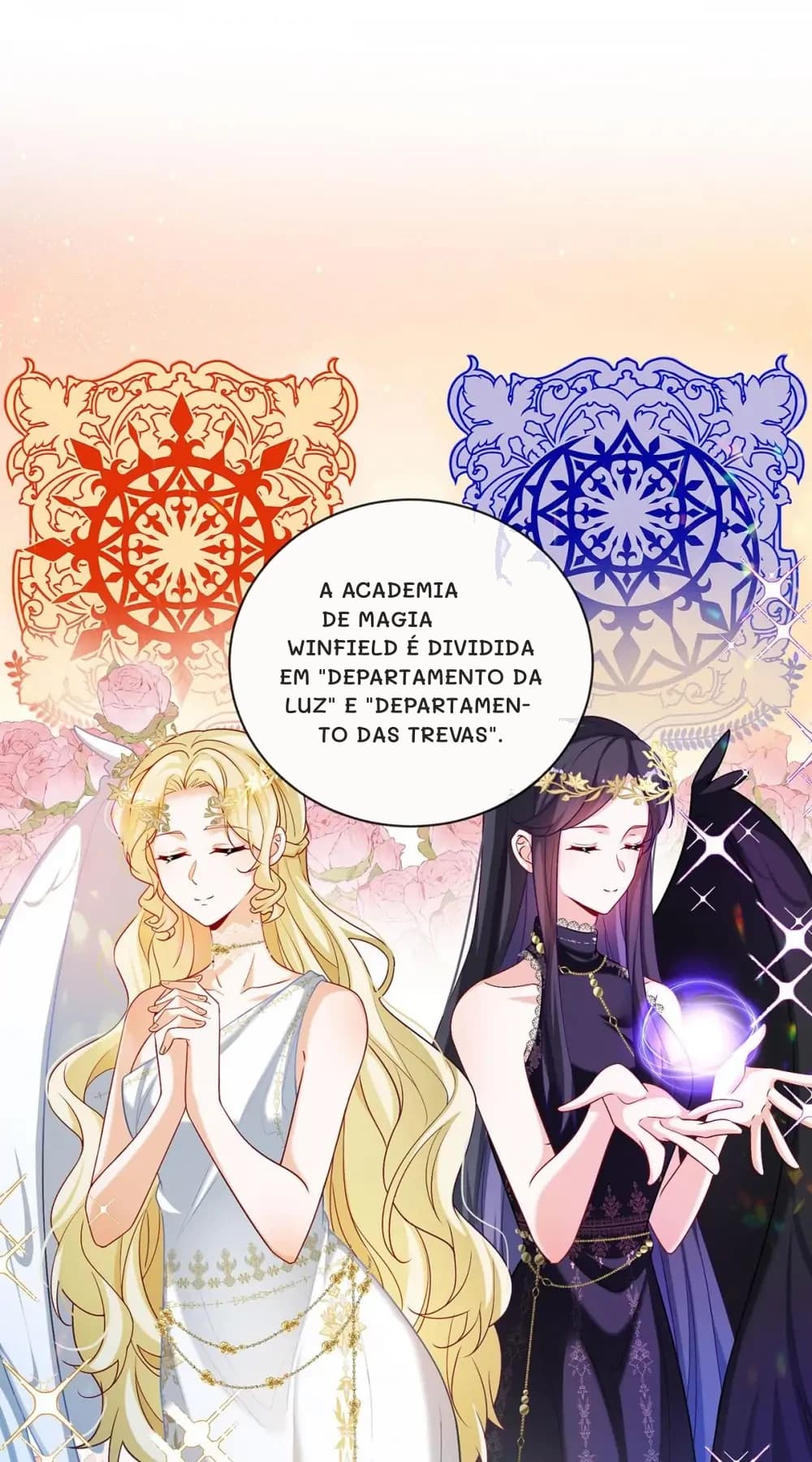 A Academia de Magia Winfield é dividida em "Departamento da Luz" e "Departamento das Trevas".