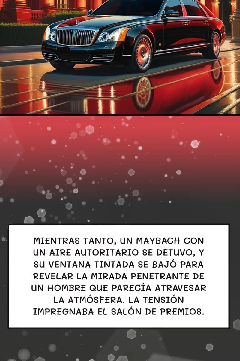 Mientras tanto, un Maybach con un aire autoritario se detuvo, y su ventana tintada se bajó para revelar la mirada penetrante de un hombre que parecía atravesar la atmósfera. La tensión impregnaba el salón de premios.