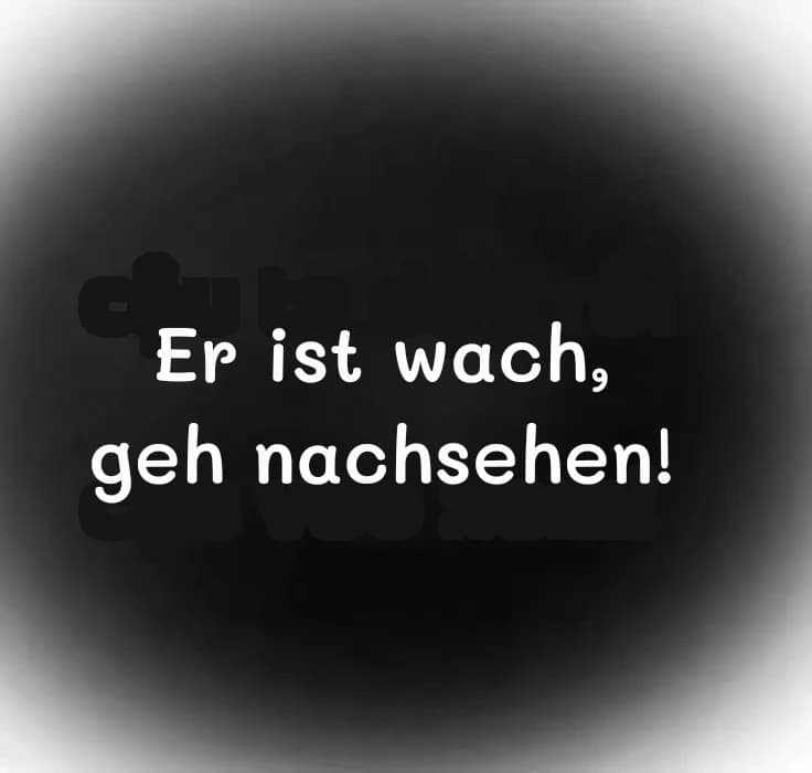 Er ist wach, geh nachsehen!