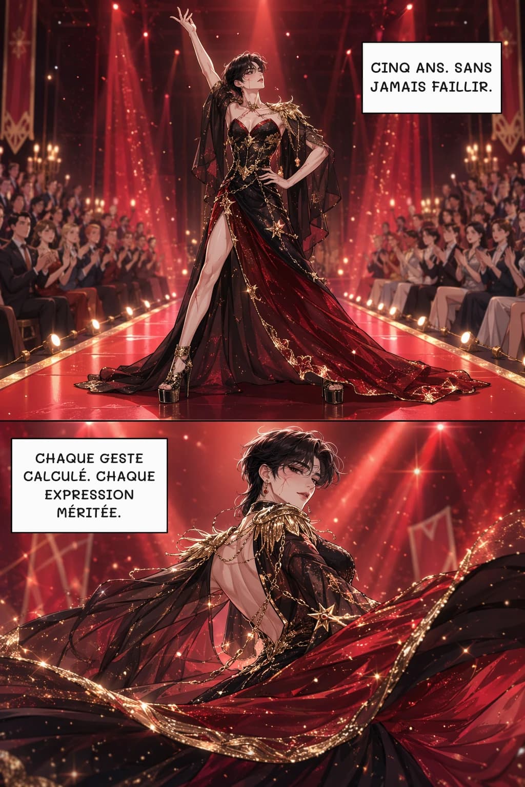 Cinq ans. Sans jamais faillir.
Chaque geste calculé. Chaque expression méritée.