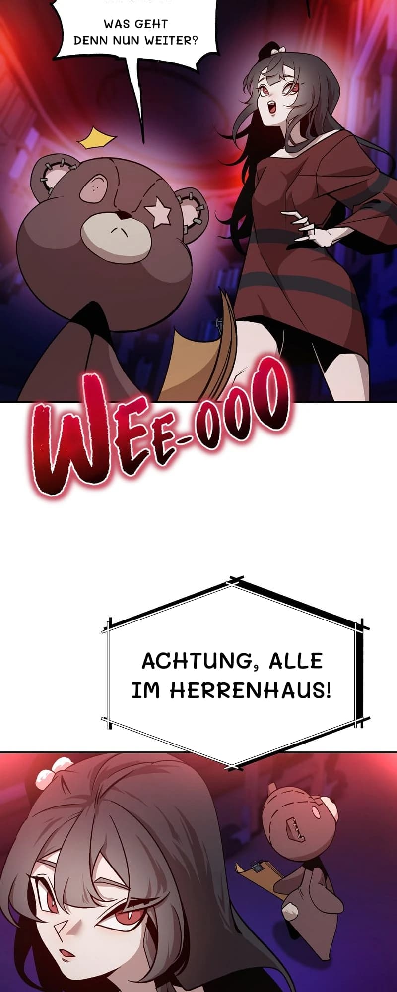 Was geht denn nun weiter?
Achtung, alle im Herrenhaus!