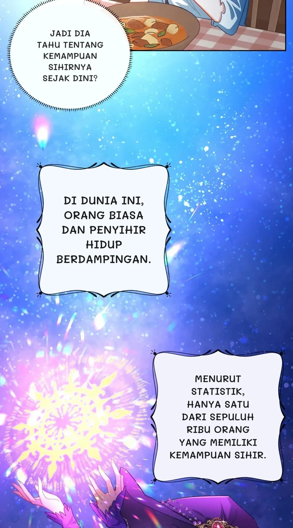 Jadi dia tahu tentang kemampuan sihirnya sejak dini?
Di dunia ini, orang biasa dan penyihir hidup berdampingan.
Menurut statistik, hanya satu dari sepuluh ribu orang yang memiliki kemampuan sihir.