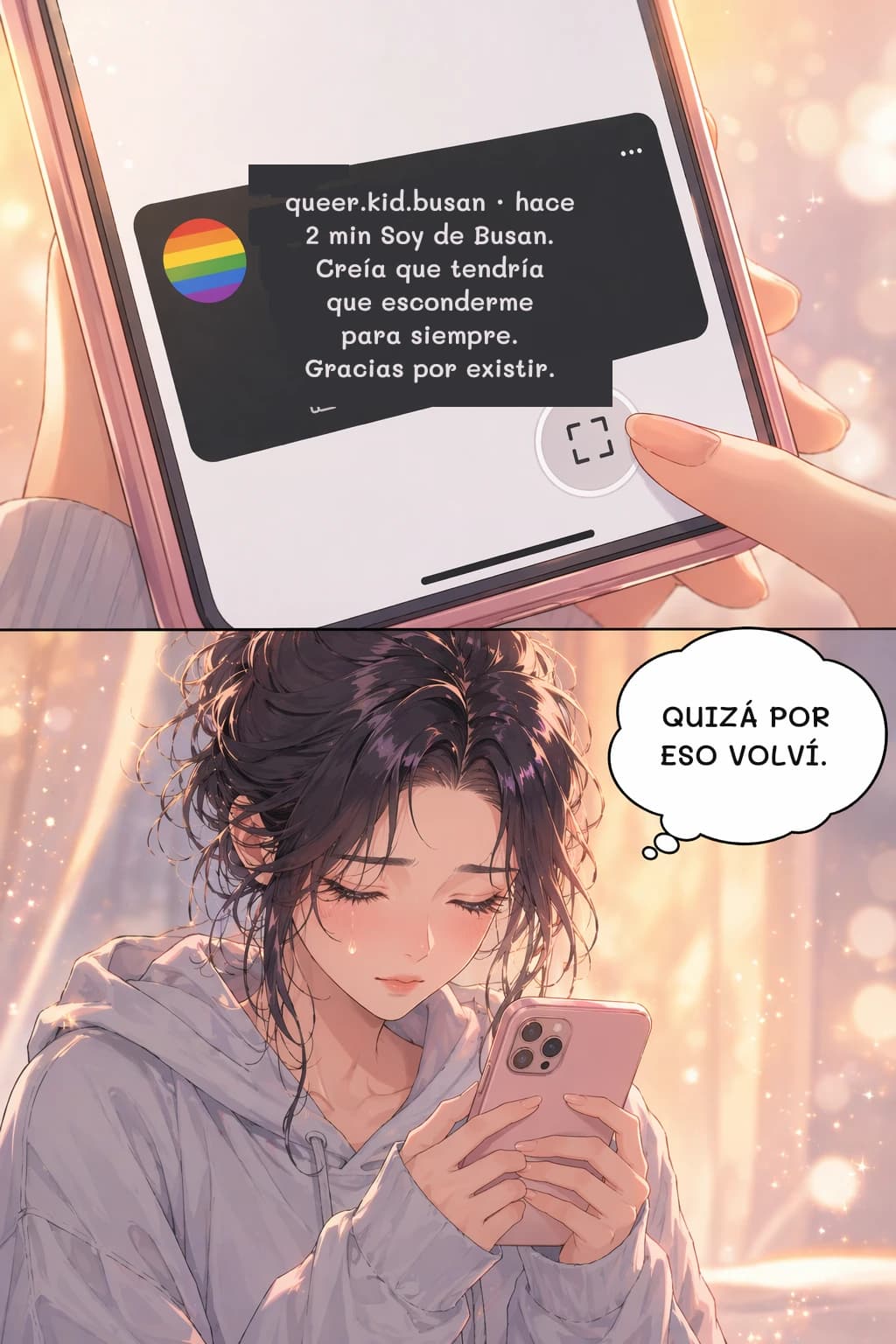 queer.kid.busan · hace 2 min
Soy de Busan. Creía que tendría que esconderme para siempre. Gracias por existir.
QUIZÁ POR ESO VOLVÍ.