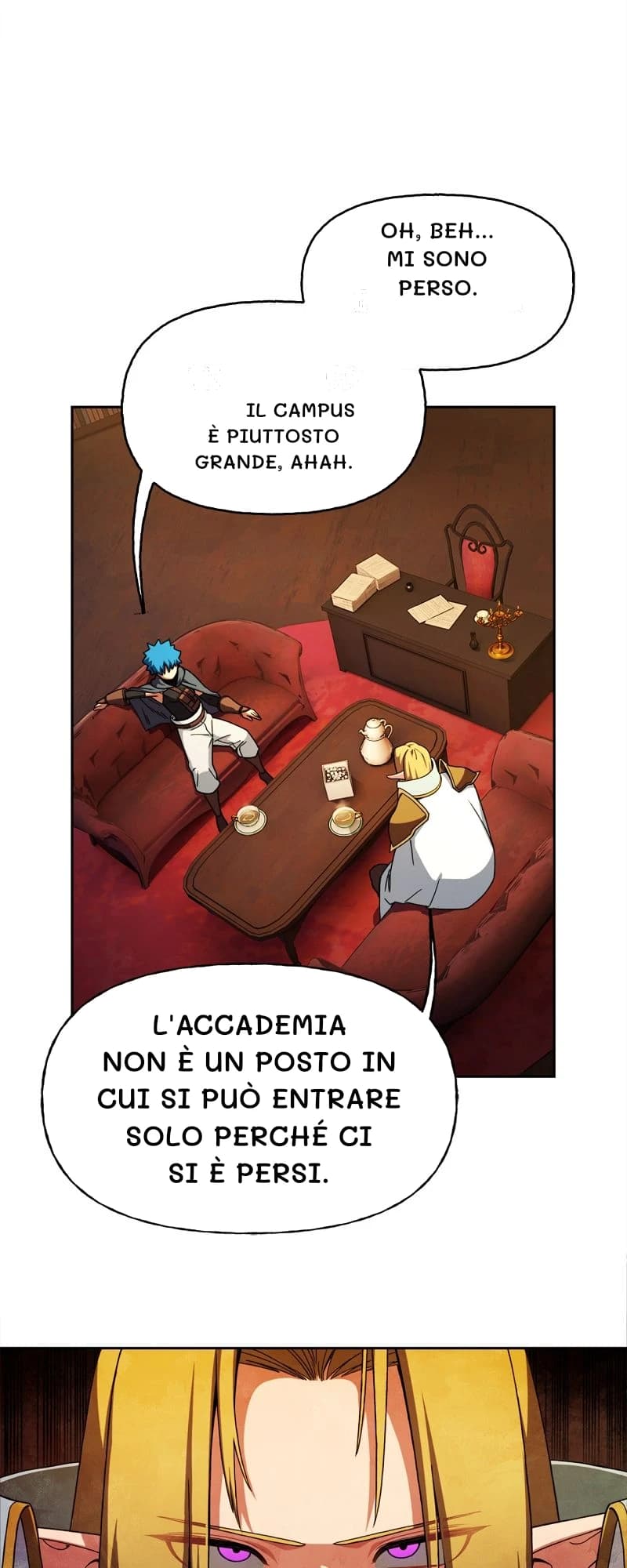 Oh, beh... mi sono perso.
Il campus è piuttosto grande, ahah.
L'accademia non è un posto in cui si può entrare solo perché ci si è persi.